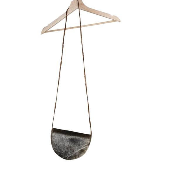 Moosehide and Sealskin Crossbody Bag Half Moon Brown Gray Fur Leather - Picture 2 of 9